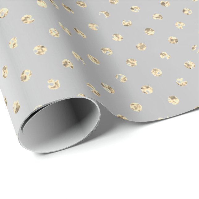 Papier Cadeau Gold Foxier Confetti Petits Pois Silver Grey (Coin rond)