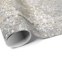 Gold Foxier Damask Argent Gris Bois Shabby Russe