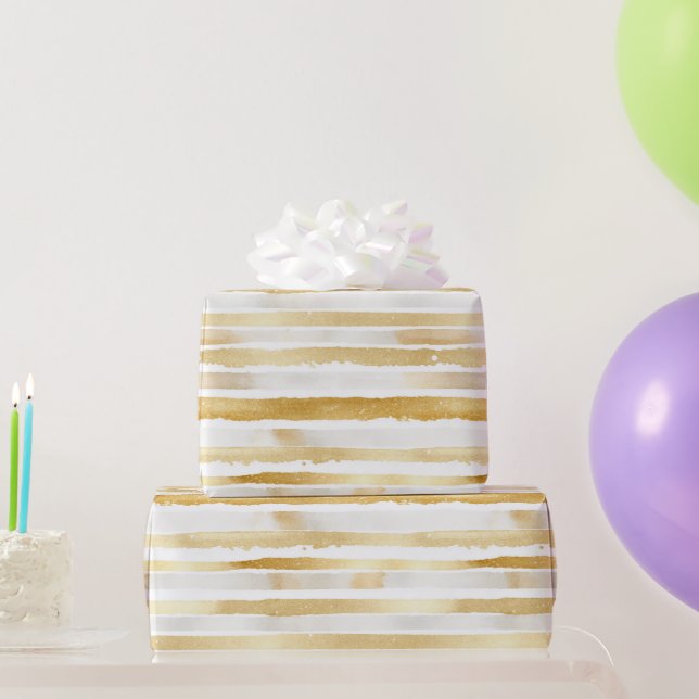 Papier Cadeau Gold Glam Stripes Anniversaire (Cadeaux de fête)