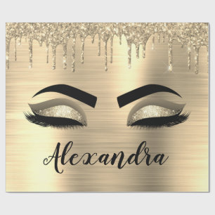 Papier Cadeau Gold Glitter Sparkle Eyelashes Monogram
