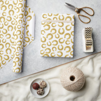 Papier Cadeau Gold Horseshoes Bonne chance