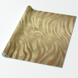 Papier Cadeau Gold Luxueux Zebra Jungle Safari Glam
