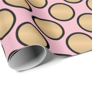 Papier Cadeau Gold Polka Dots on Pink