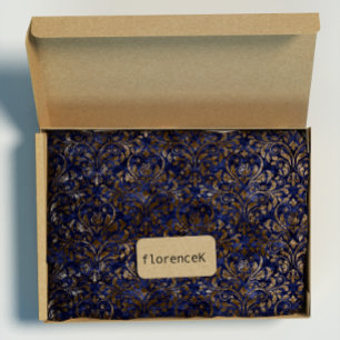 Papier Cadeau Gold Royal Damask Croisé Velours bleu Marine Bronz