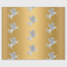 GOLD SILVER UNICORN ANNIVERSAIRE MARIAGE WRAP
