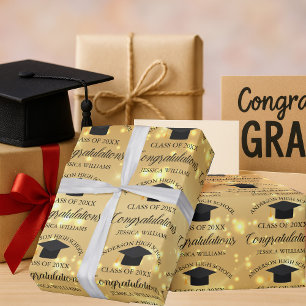 Papier Cadeau Gold Sparkle Graduate sur mesure élégante