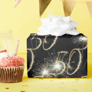 Papier Cadeau Gold Sparklers pour 50e anniversaire