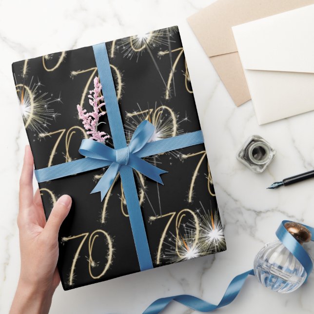 Papier Cadeau Gold Sparklers pour 70e anniversaire (Cadeaux)