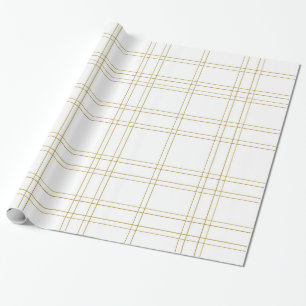 Papier Cadeau Gold & White Minimal Moderne Plaid Motif propre