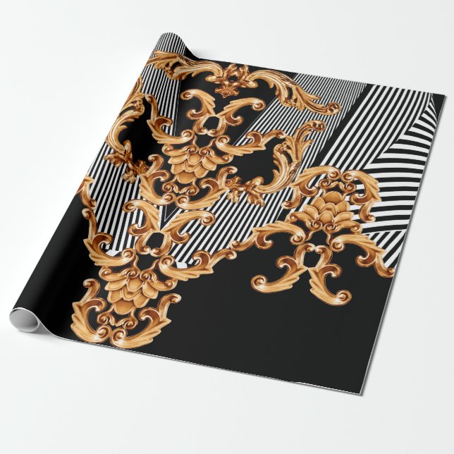 Papier Cadeau Golden baroque ornament (Déroulé)