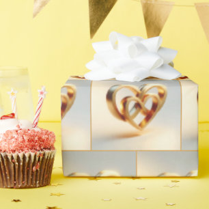 Papier Cadeau Golden Infinity et le symbole du coeur