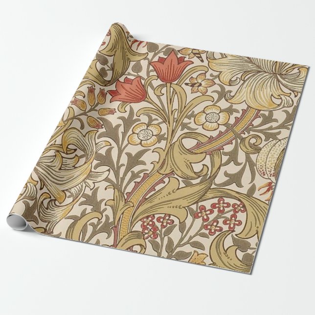 Papier Cadeau Golden Lily Version Motif 2 Par William Morris (Déroulé)