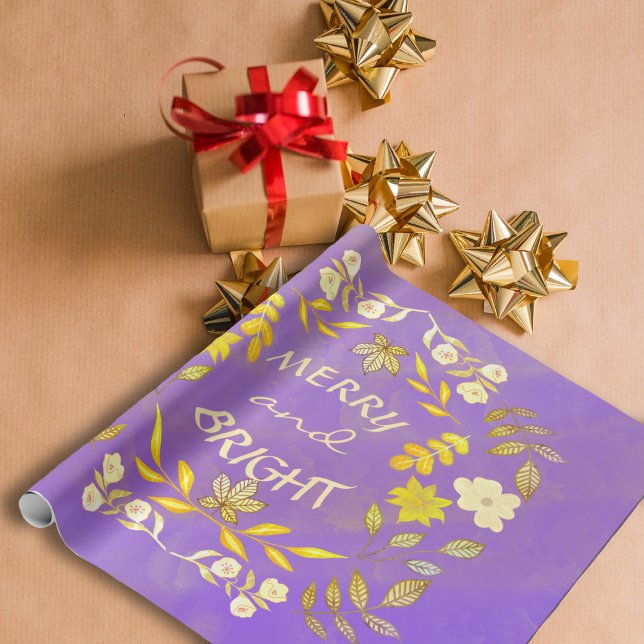 Papier Cadeau GOLDEN MERRY ET BRIGHT personnalisé (Créateur téléchargé)