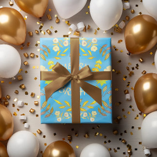 Papier Cadeau GOLDEN MERRY ET BRIGHT personnalisé