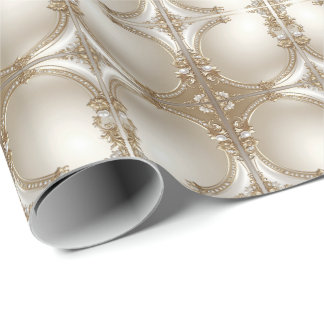 Papier Cadeau Golden Ornate Frame with Pearls Wrapping Paper