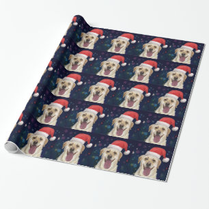 Papier Cadeau Golden retriever avec le casquette rouge du père