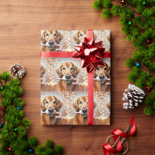 Papier Cadeau Golden Retriever avec un Sucre de canne