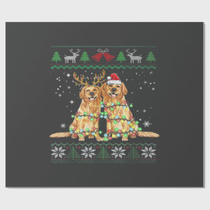 Papier Cadeau Golden retriever Chien de Noël laid Drôle de Noël