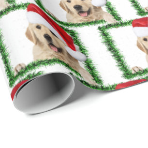 Papier Cadeau Golden Retriever dans un cadre vert