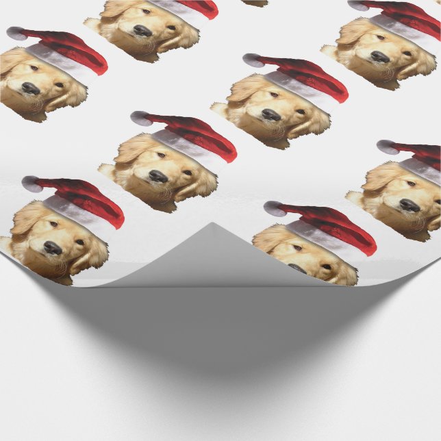 Papier Cadeau Golden Retriever de Noël (Coin)