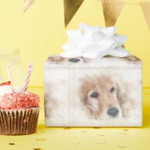 Papier Cadeau Golden Retriever En Cadre