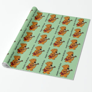 Papier Cadeau Golden retriever et anniversaire Giftwrap de