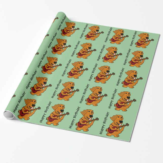 Papier Cadeau Golden retriever et anniversaire Giftwrap de (Déroulé)