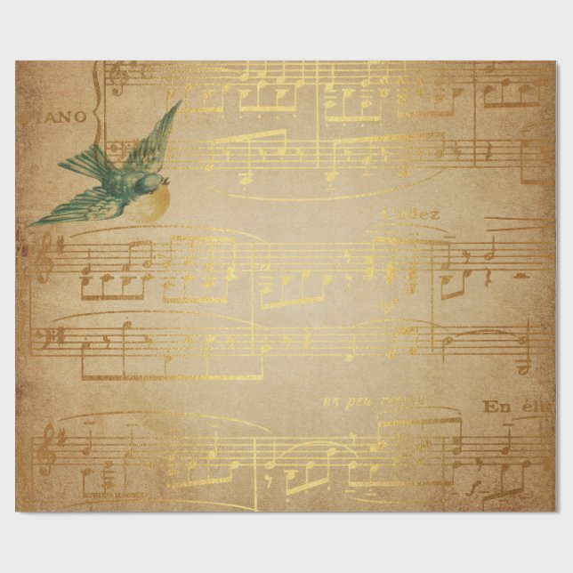 Papier Cadeau Golden Song Music Matte Wrapper Papier (Plat)