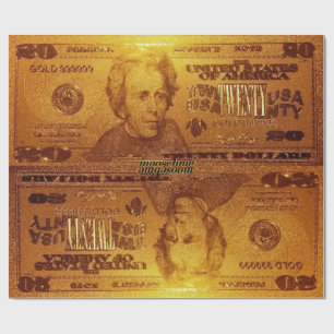 Papier Cadeau Golden U.S. Vingt Dollar Bill Reflection