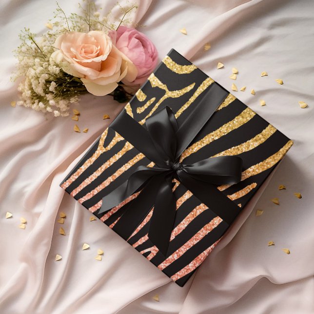 Papier Cadeau Golden Zebra Glittery Motif (Créateur téléchargé)