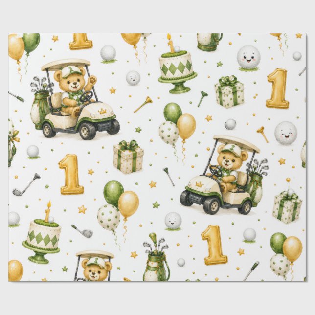 Papier Cadeau Golf 1er Anniversaire   Faisons la Fête  (Plat)