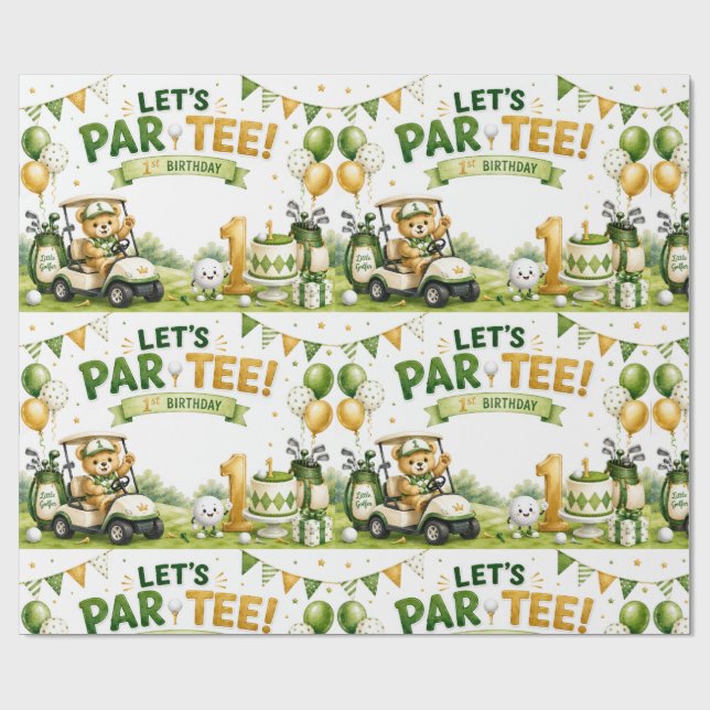 Papier Cadeau Golf 1er Anniversaire   Faisons la Fête  (Plat)