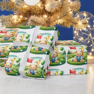 Papier Cadeau Golf 1er anniversaire golfeur d'un an avec numéro