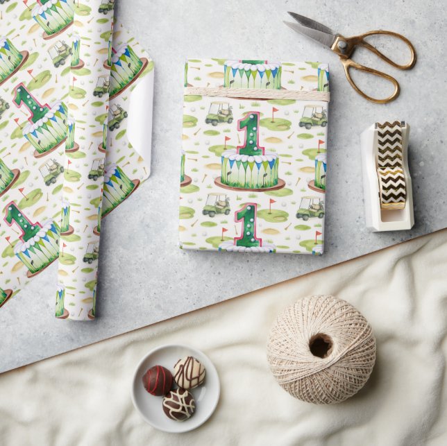 Papier Cadeau Golf 1er anniversaire un an golfeur numéro un (Artisanat)