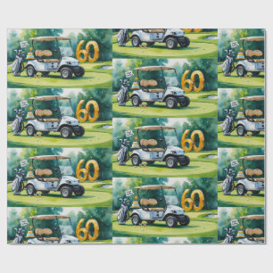 Papier Cadeau Golf 60e anniversaire avec Golf Panier sur mettre