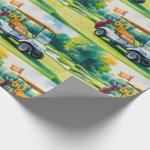 Papier Cadeau Golf 60e anniversaire avec Golf Panier sur mettre