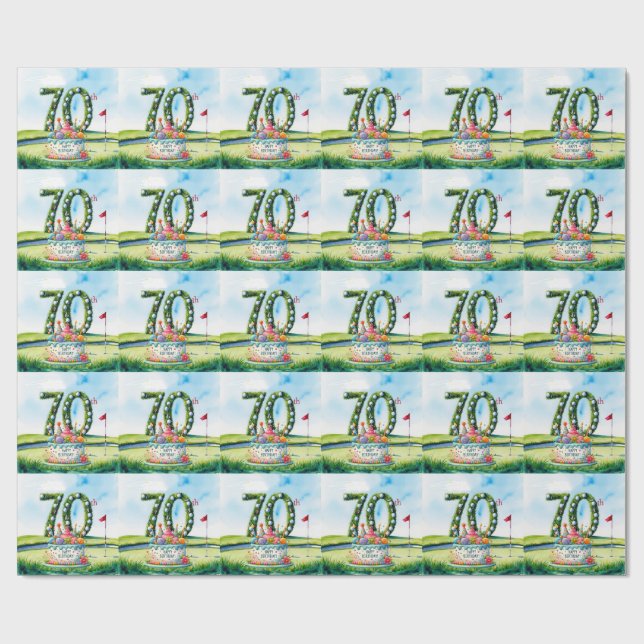 Papier Cadeau Golf 70e anniversaire pour golfeur  (Plat)