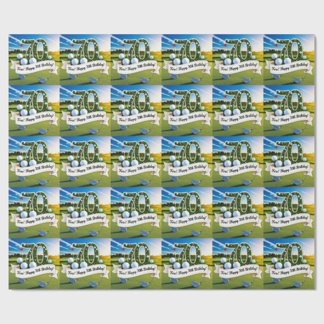 Papier Cadeau Golf 70e anniversaire pour golfeur  (Plat)