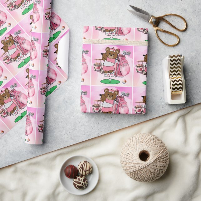 Papier Cadeau Golf à thème rose pour femme golfeuse (Artisanat)