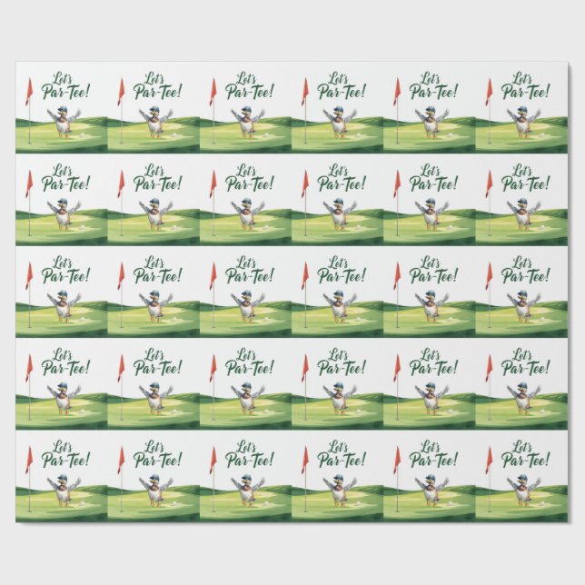 Papier Cadeau Golf Allons-y avec un drapeau de golf sur le vert (Plat)