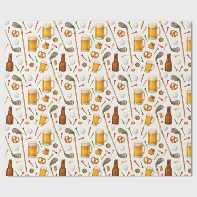 Papier Cadeau Golf and Beer for Golfer  (Plat)