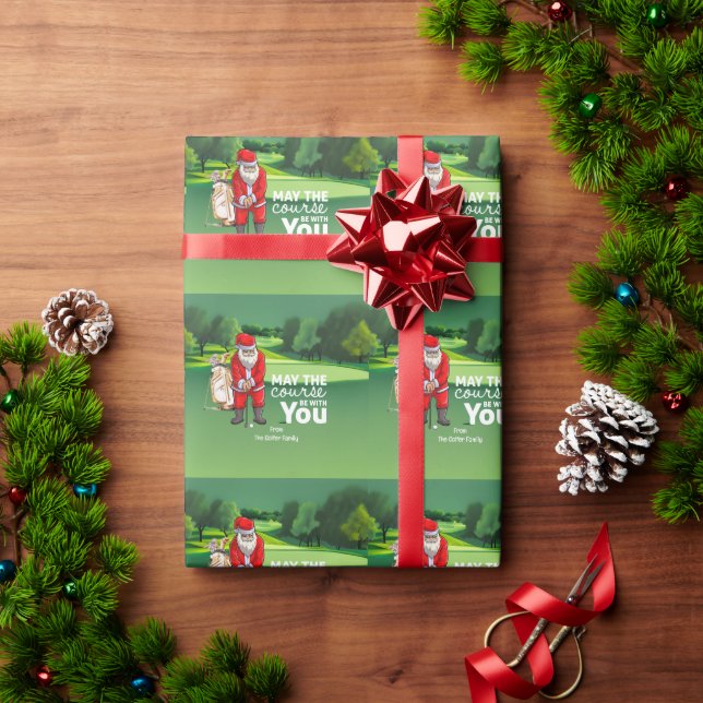 Papier Cadeau Golf Christmas Père Noël Que le terrain soit avec  (Cadeau de vacances)