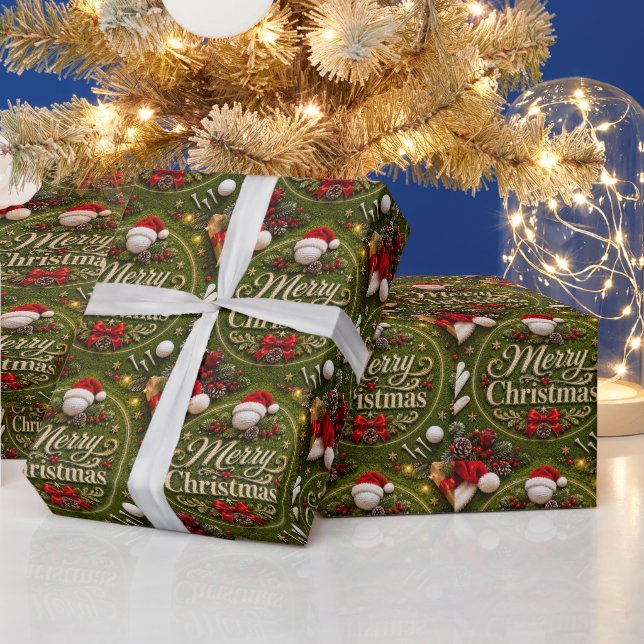 Papier Cadeau Golf de Noël sur gazon vert (Vacances)