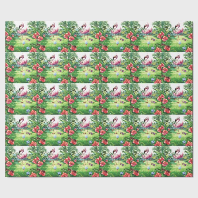 Papier Cadeau Golf Floride sur le thème de la retraite aux flama (Couture)