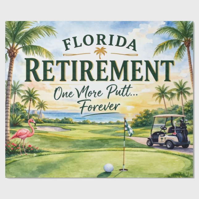 Papier Cadeau Golf Floride sur le thème de la retraite flamant r (Plat)