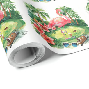 Papier Cadeau Golf Floride sur le thème de la retraite flamant r