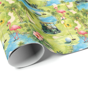 Papier Cadeau Golf Floride sur le thème de la retraite flamant r