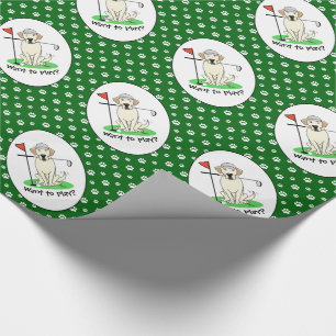 Papier Cadeau Golf Golfing Yellow Lab Labrador Retriever Chien