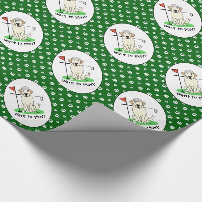 Papier Cadeau Golf Golfing Yellow Lab Labrador Retriever Chien (Coin)