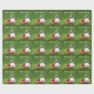 Papier Cadeau Golf mariage marié marié balle de golf sur herbe v